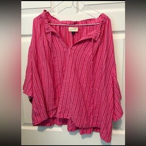 Universal Thread Pink and White Striped Button Down Shirt